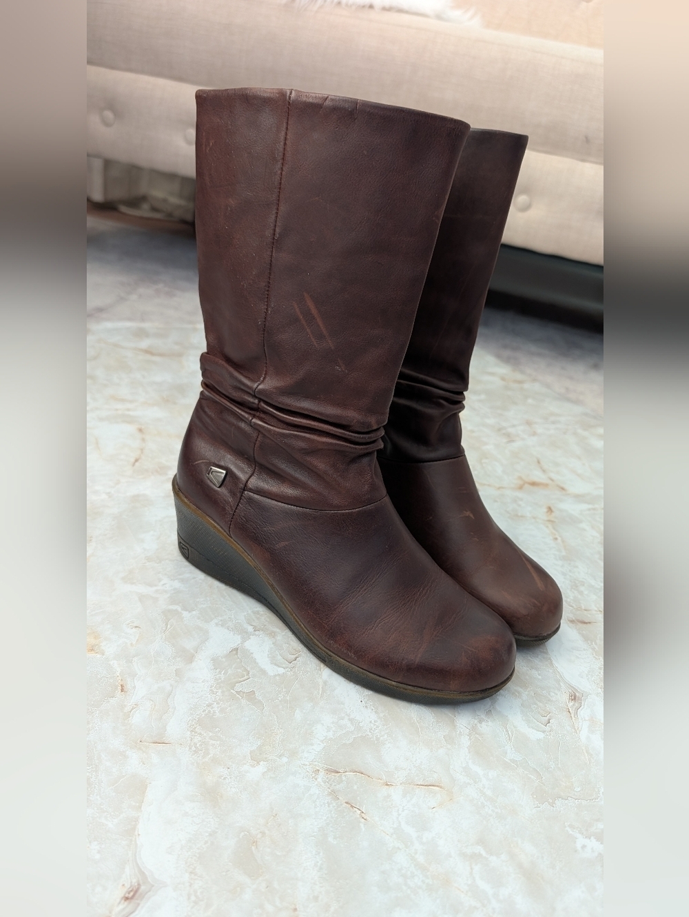 Keen Kate Slouch Women’s Brown Leather Mid Calf Wedge Boots Size US 9 - Picture 15 of 15